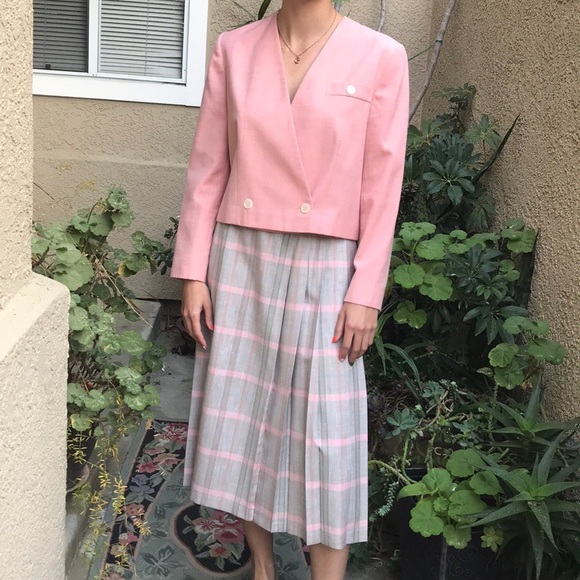 Vintage pink/gray Pendleton skirt with jacket - Picture 2 of 8